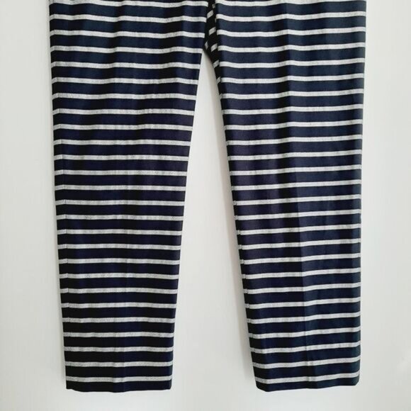 GAP Slim Crop Cropped Stripe Pants Navy Blue Sz 10 - Picture 3 of 9